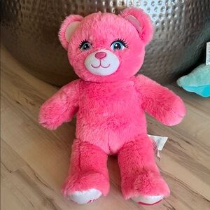 Build A Bear Barbie Movie Pink Stuffed Plush Bear 2023 with Blue Eyes